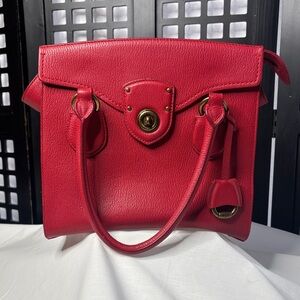 ❤️ Ralph Lauren Millbrook Red Leather Satchel Crossbody Handbag ❤️